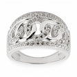 CZ Circles Rhodium Sterling Silver Ring (Size 7) in Silver color