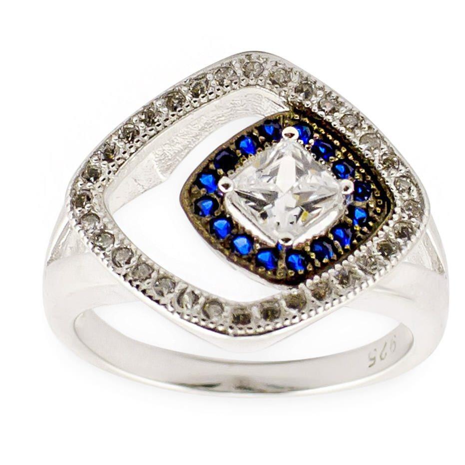 Bejeweled CZ Sterling Silver Ring in  color,  shape