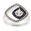 Blue CZ Sterling Silver Ring (Size 7) in Silver color
