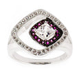 Red CZ Sterling Silver Ring (Size 7) in Silver color