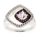 Bejeweled Red CZ Sterling Silver Ring in  color,  shape