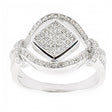 CZ Rhodium Sterling Silver Ring (Size 6) in Silver color,  shape