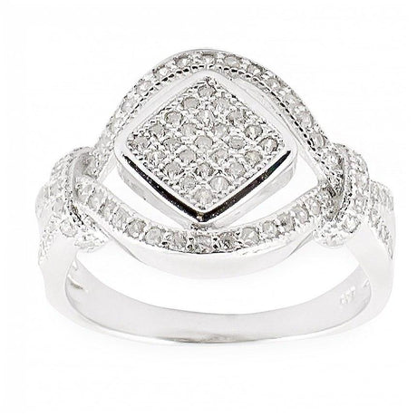 CZ Rhodium Sterling Silver Ring (Size 7) in Silver color