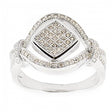 CZ Rhodium Sterling Silver Ring (Size 8) in Silver color,  shape
