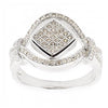 CZ Rhodium Sterling Silver Ring (Size 8) in Silver color,  shape