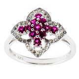 Violet CZ Sterling Silver Ring (Size 6) in Red color,  shape