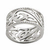 Carved Leaf Design Sterling Silver Ring (Size 6) in Silver color,  shape