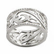 Carved Leaf Design Sterling Silver Ring (Size 7) in Silver color