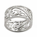 Carved Leaf Design Sterling Silver Ring (Size 8) in Silver color