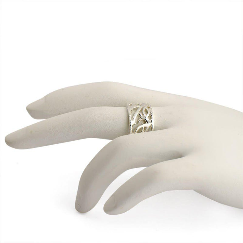 Buy Online Gift Shop Carved Leaf Design Sterling Silver Ring (Size 8)