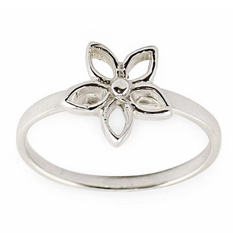 Flower Sterling Silver Ring (Size 7) in Silver color