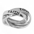 Hope, Love, Faith Sterling Silver Ring (Size 6) in Silver color,  shape