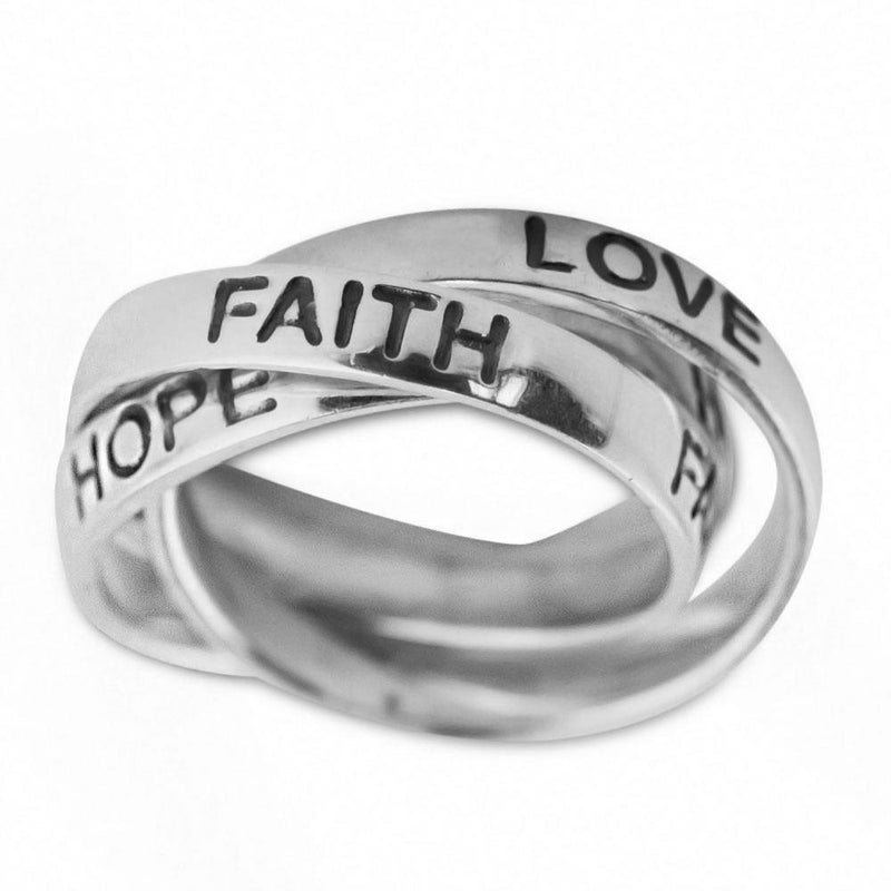 Hope, Love, Faith Sterling Silver Ring (Size 6) by BestPysanky