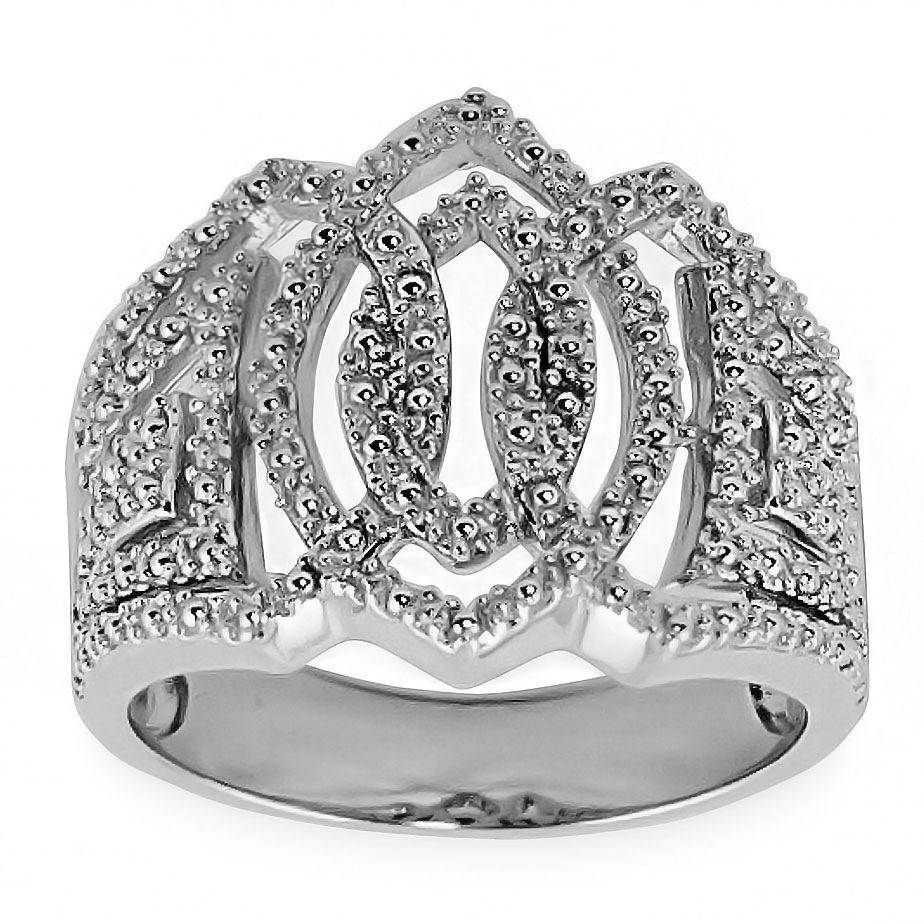 Crown Sterling Silver Ring (Size 8) in Silver color,  shape