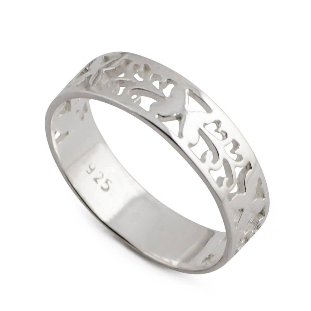 Butterfly Sterling Silver Ring (Size 7) in Silver color,  shape