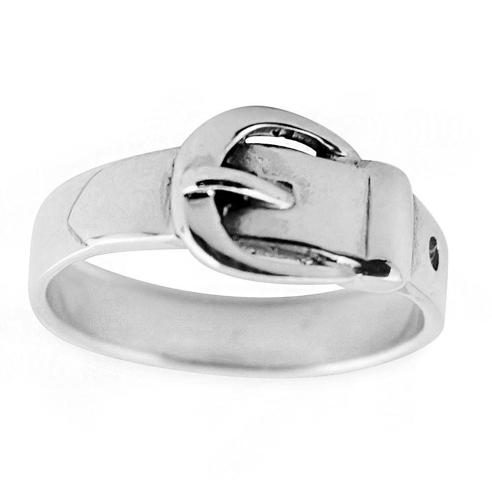 Belt Sterling Silver Ring (Size 8) in Silver color,  shape