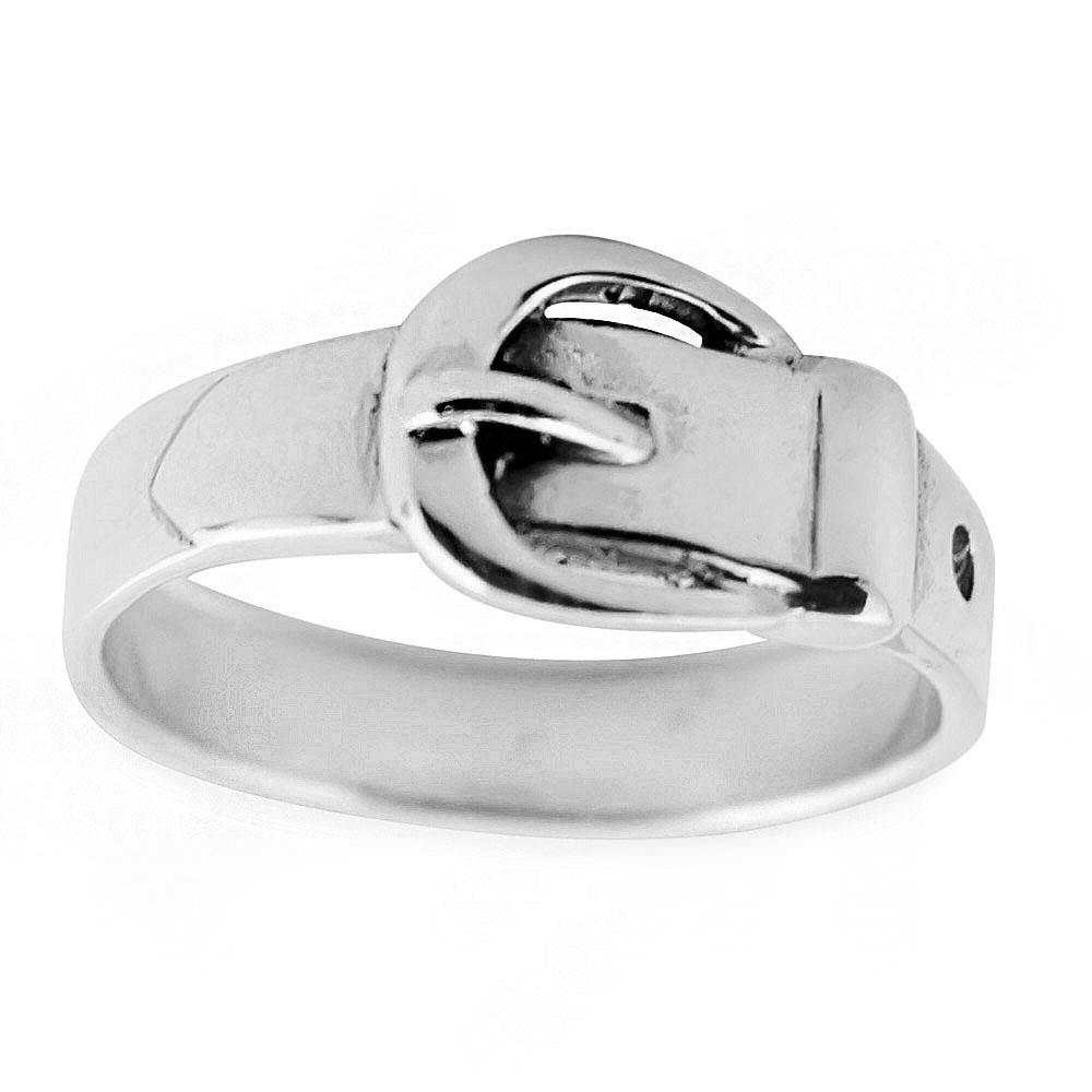 Belt Sterling Silver Ring (Size 7) in Silver color