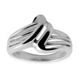 Modern Wavy Sterling Silver Ring (Size 6) in Silver color,  shape