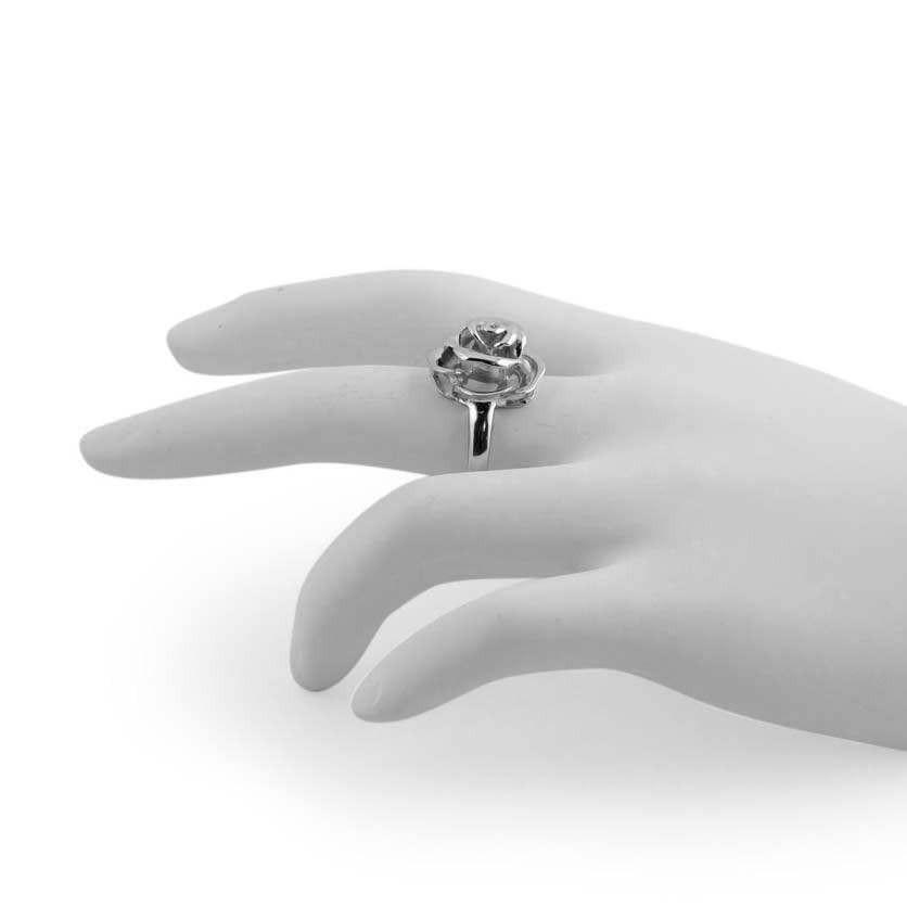 Rose Sterling Silver Ring Adjustable Size , dimensions in inches:  x  x