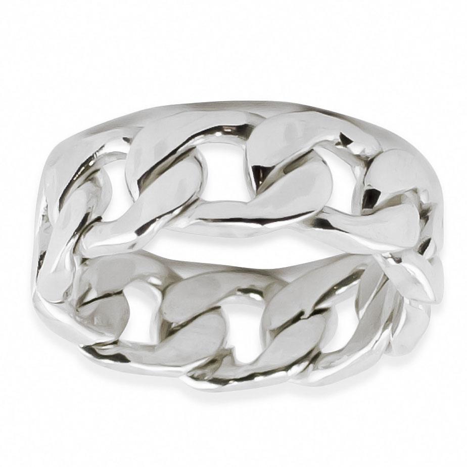 Chain Sterling Silver Ring (Size 7) in Silver color