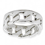 Chain Sterling Silver Ring (Size 7) in Silver color,  shape