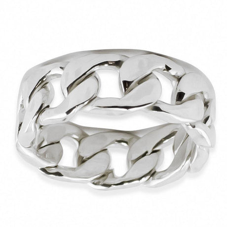 Chain Sterling Silver Ring (Size 7) in Silver color