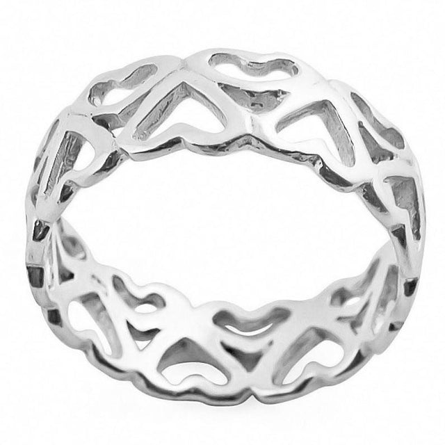 Heart Cutout Sterling Silver Ring (Size 7) in Silver color,  shape