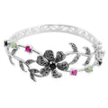 Marcasite Flower Sterling Silver Bracelet in Silver color