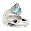 Light Blue CZ Sterling Silver Ring (Size 8) in Blue color,  shape
