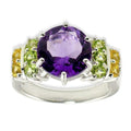 Amethyst Citrine Peridot Sterling Silver Ring (Size 6) in Multi color