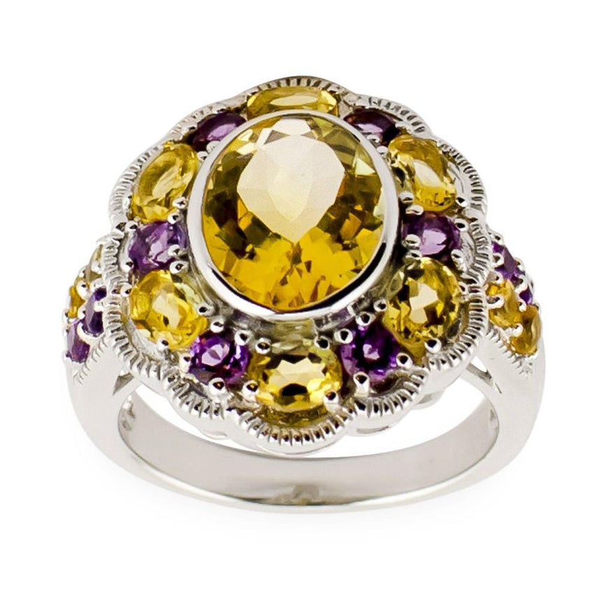 Amethyst Citrine Sterling Silver Ring (Size 6) in  color
