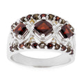 Citrine Gemstone Sterling Silver Men's Ring (Size 9) in Red color