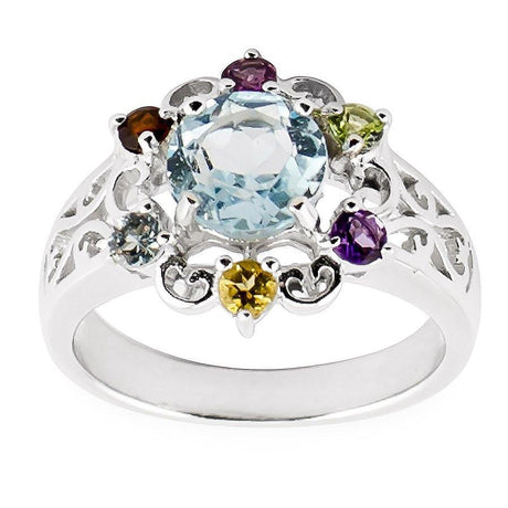 Sky-Blue Topaz Sterling Silver Ring (Size 7) in Silver color