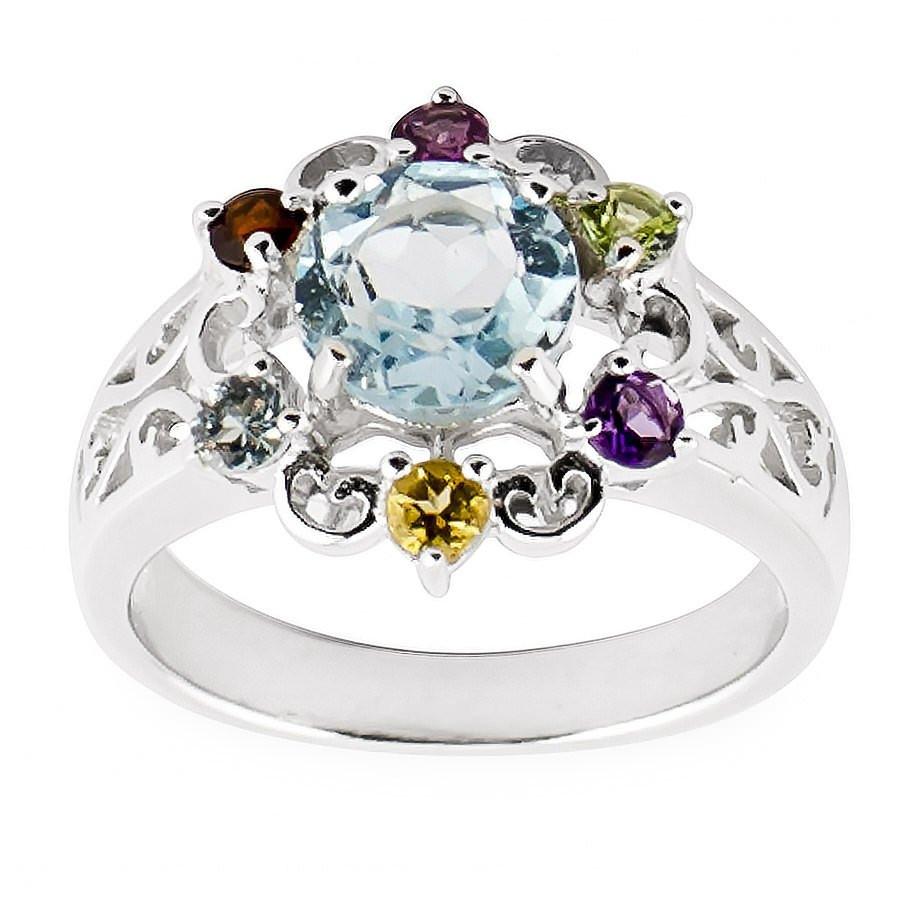 Sky-Blue Topaz Sterling Silver Ring (Size 7) in Silver color,  shape