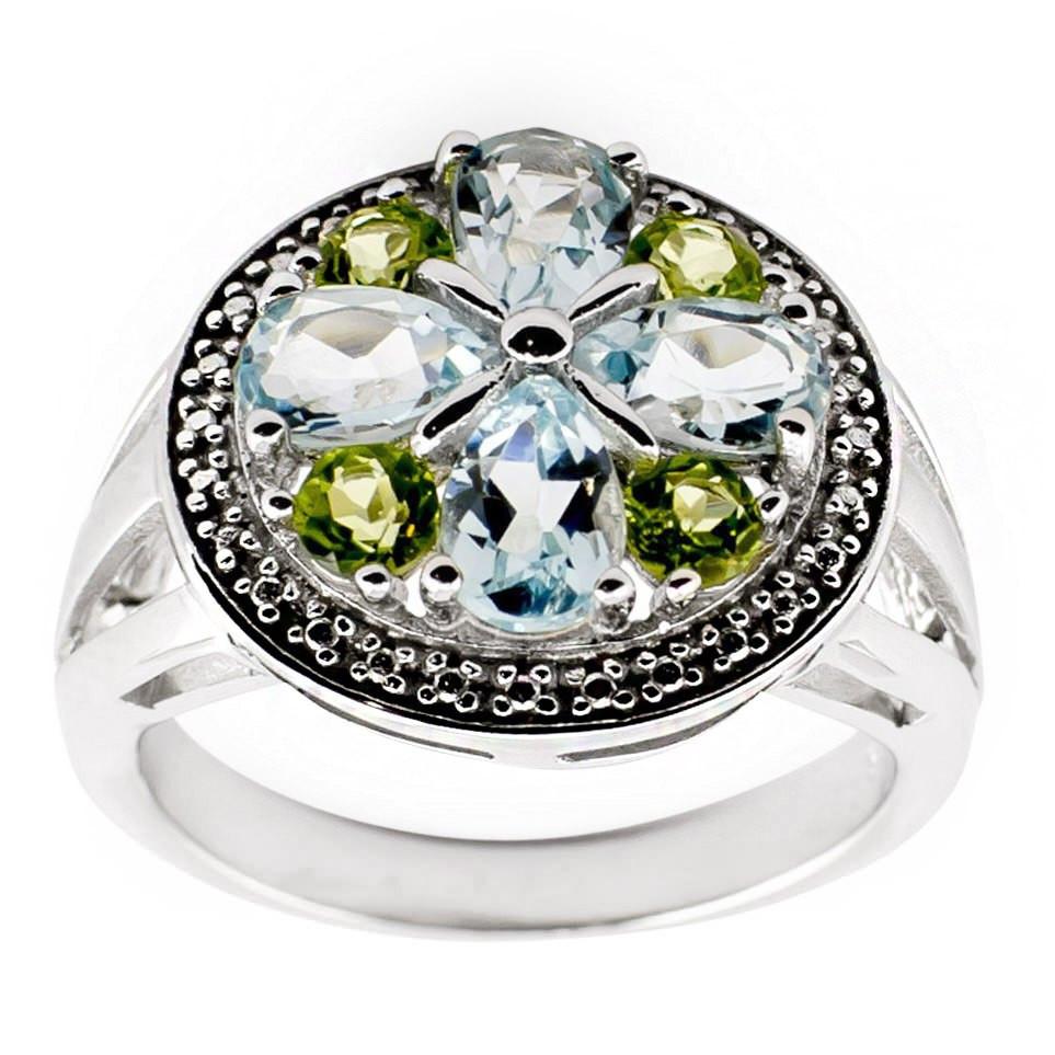 Semi Gemstone Sterling Silver Ring (Size 6) in  color