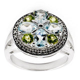 Semi Gemstone Sterling Silver Ring (Size 7) in Silver color,  shape