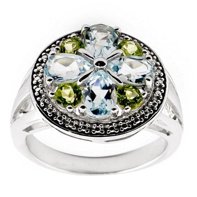 Semi Gemstone Sterling Silver Ring in  color,  shape