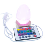 Wooden Egg or Sphere Stand Holder Display Stand LED Colorful Lights with Remote USB , dimensions in inches: 2.35 x  x 2.35