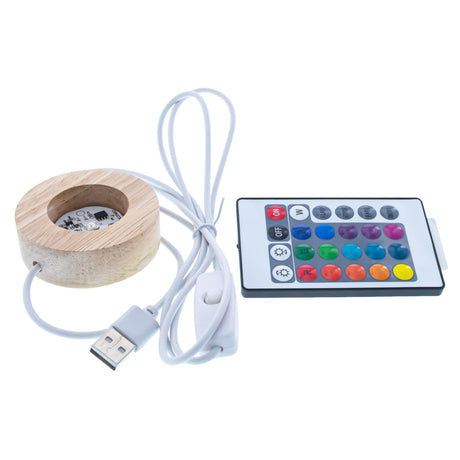 Wooden Egg or Sphere Stand Holder Display Stand LED Colorful Lights with Remote USB in  color