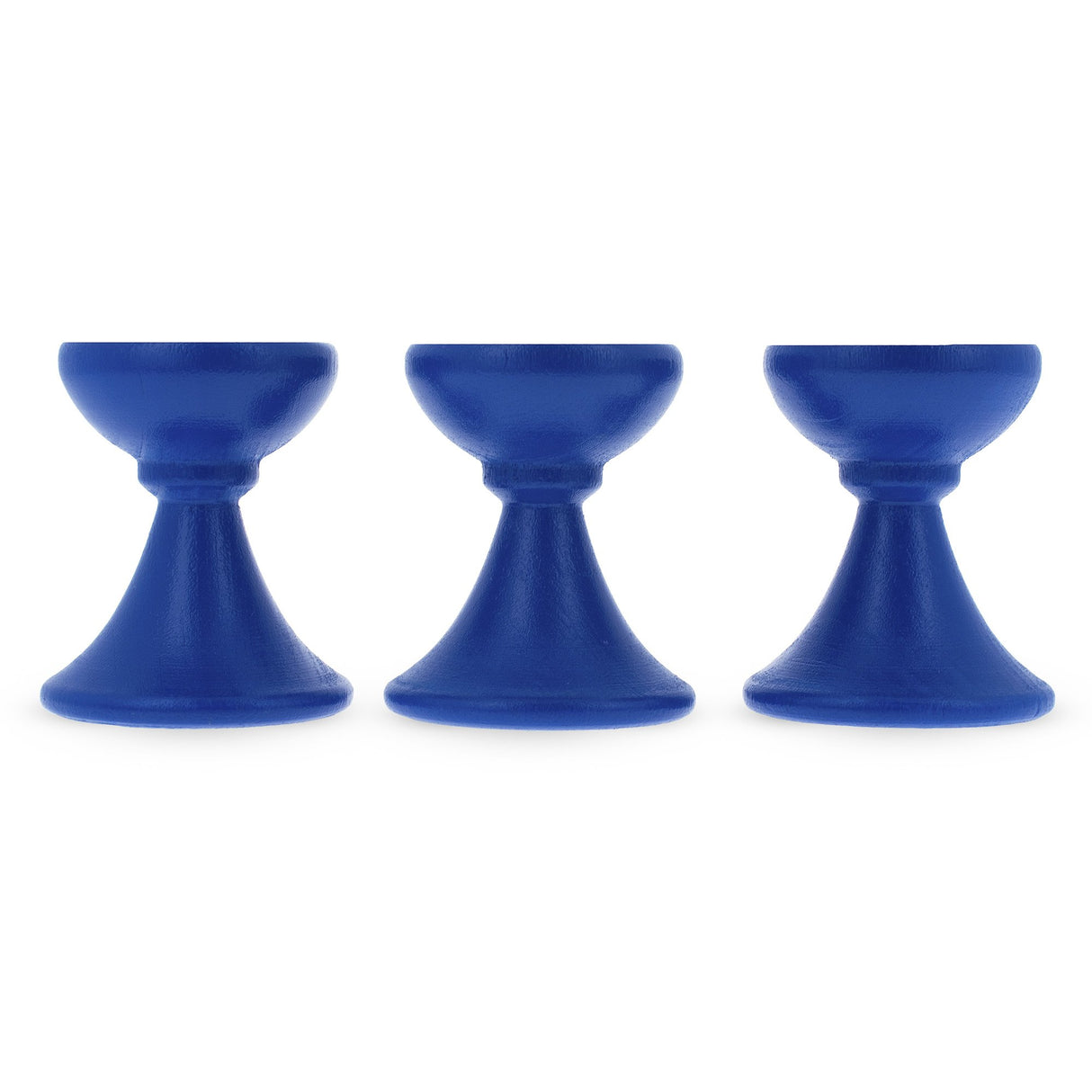 Wood Set of 3 Blue Wooden Egg Stands Holders Displays 1.4 Inches in Blue color