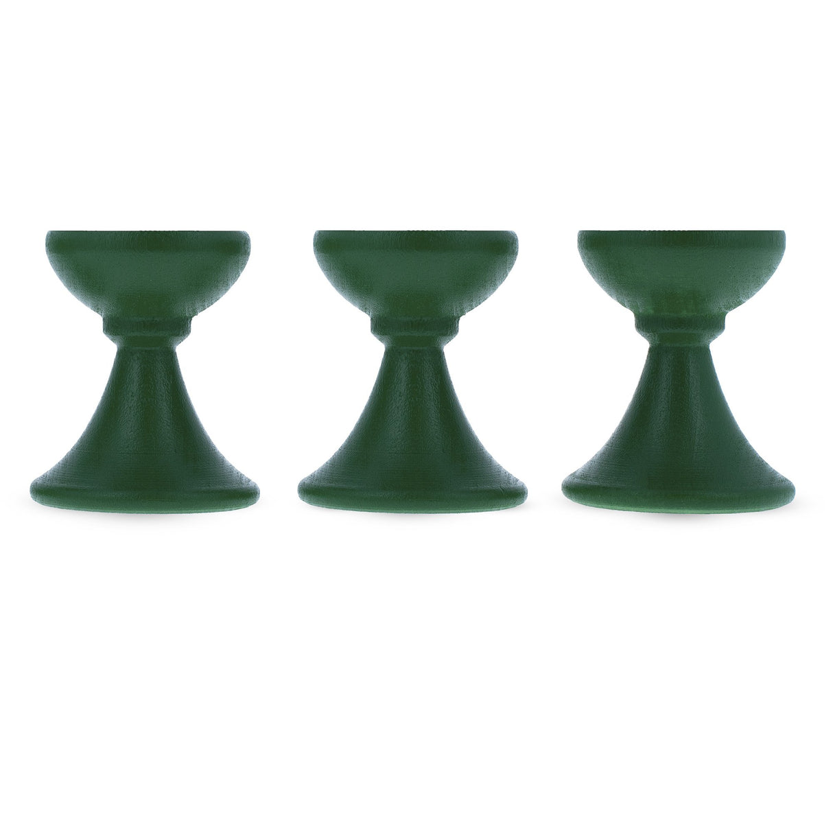 Set of 3 Green Wooden Egg Stands Holders Displays 1.4 Inches in Green color,  shape