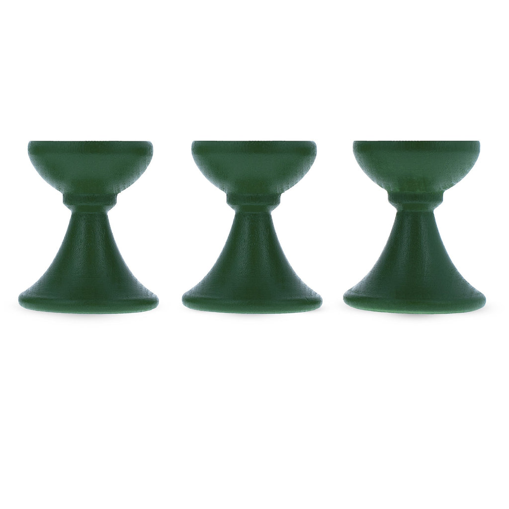 Set of 3 Green Wooden Egg Stands Holders Displays 1.4 Inches in Green color