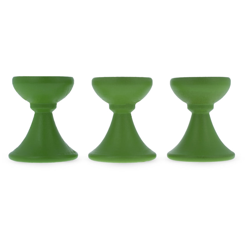 Set of 3 Lime Green Wooden Egg Stands Holders Displays 1.4 Inches in Green color