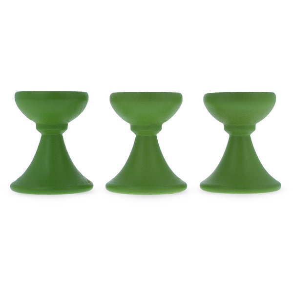 Set of 3 Lime Green Wooden Egg Stands Holders Displays 1.4 Inches in Green color,  shape
