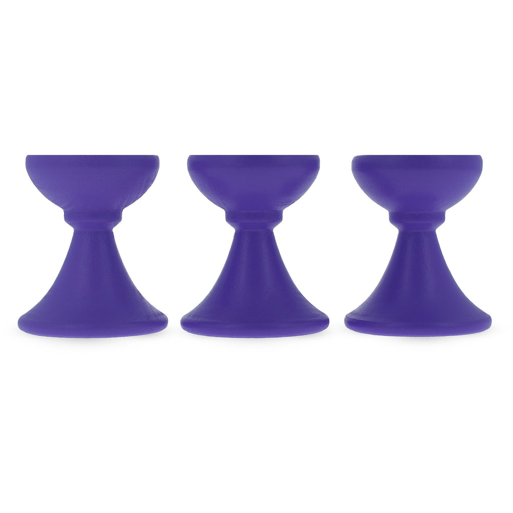 Set of 3 Purple Wooden Egg Stands Holders Displays 1.4 Inches in Purple color,  shape