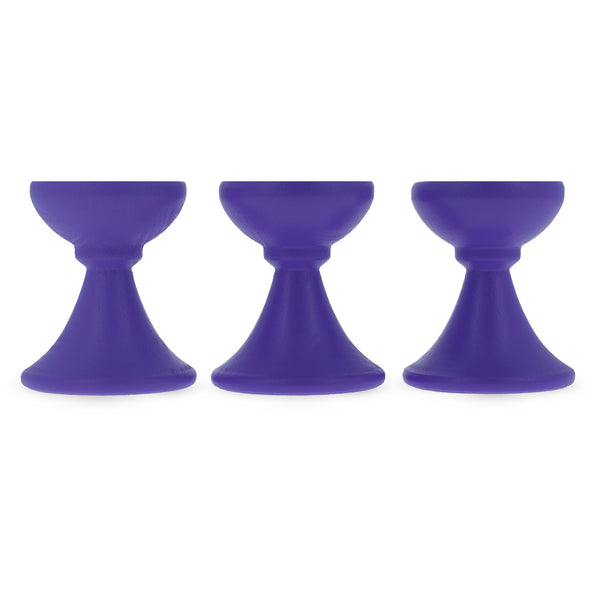 Set of 3 Purple Wooden Egg Stands Holders Displays 1.4 Inches in Purple color,  shape