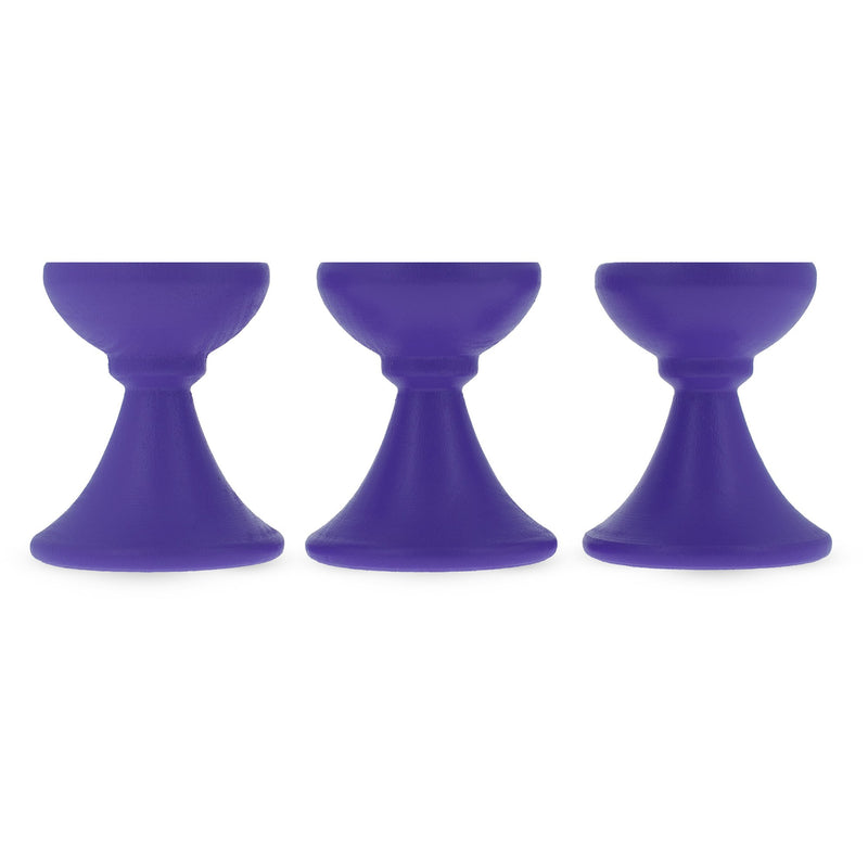 Set of 3 Purple Wooden Egg Stands Holders Displays 1.4 Inches in Purple color,  shape
