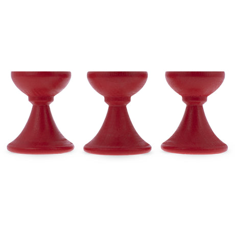 Wood Set of 3 Red Wooden Egg Stands Holders Displays 1.4 Inches in Red color