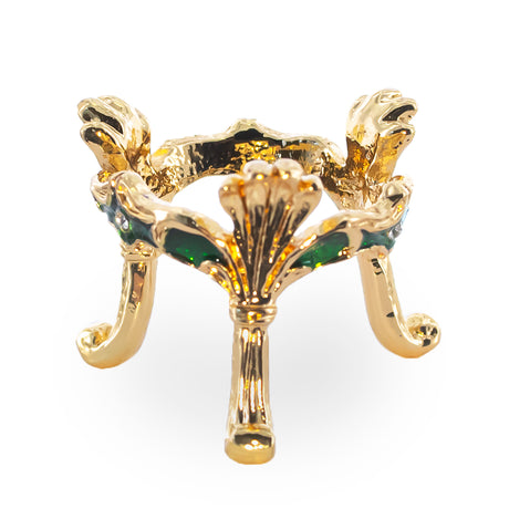Raised Palm Gold Tone Metal Egg Stand Holder in  color