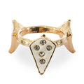White Jeweled Rhombus Gold Tone Metal Egg Stand Holder in Gold color